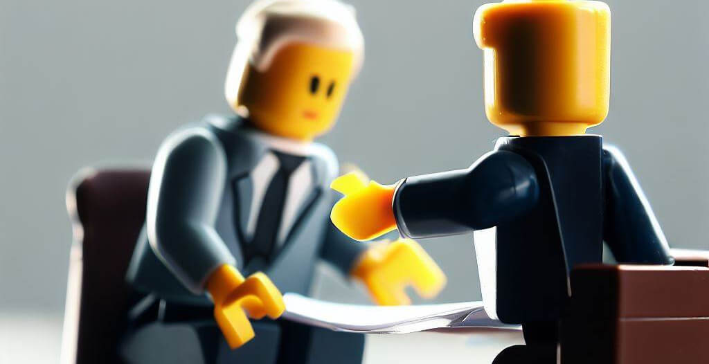 Zwei Legofiguren in einem Businesscoaching