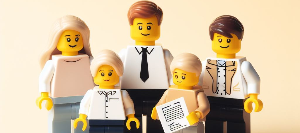 Eine zufriedene Familie als Lego-Figuren